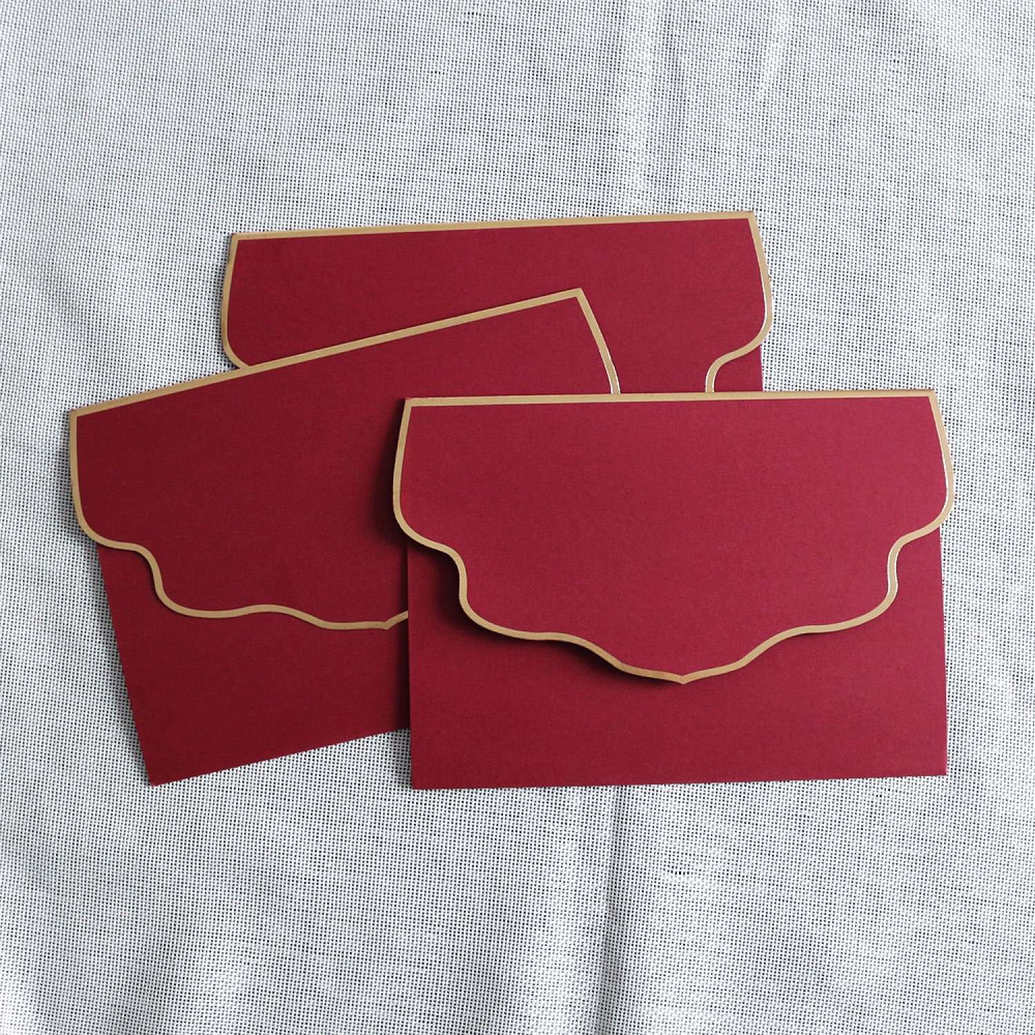 Simple Style Invitation Card Wedding Card Foiling Invitation Wine Red Customized